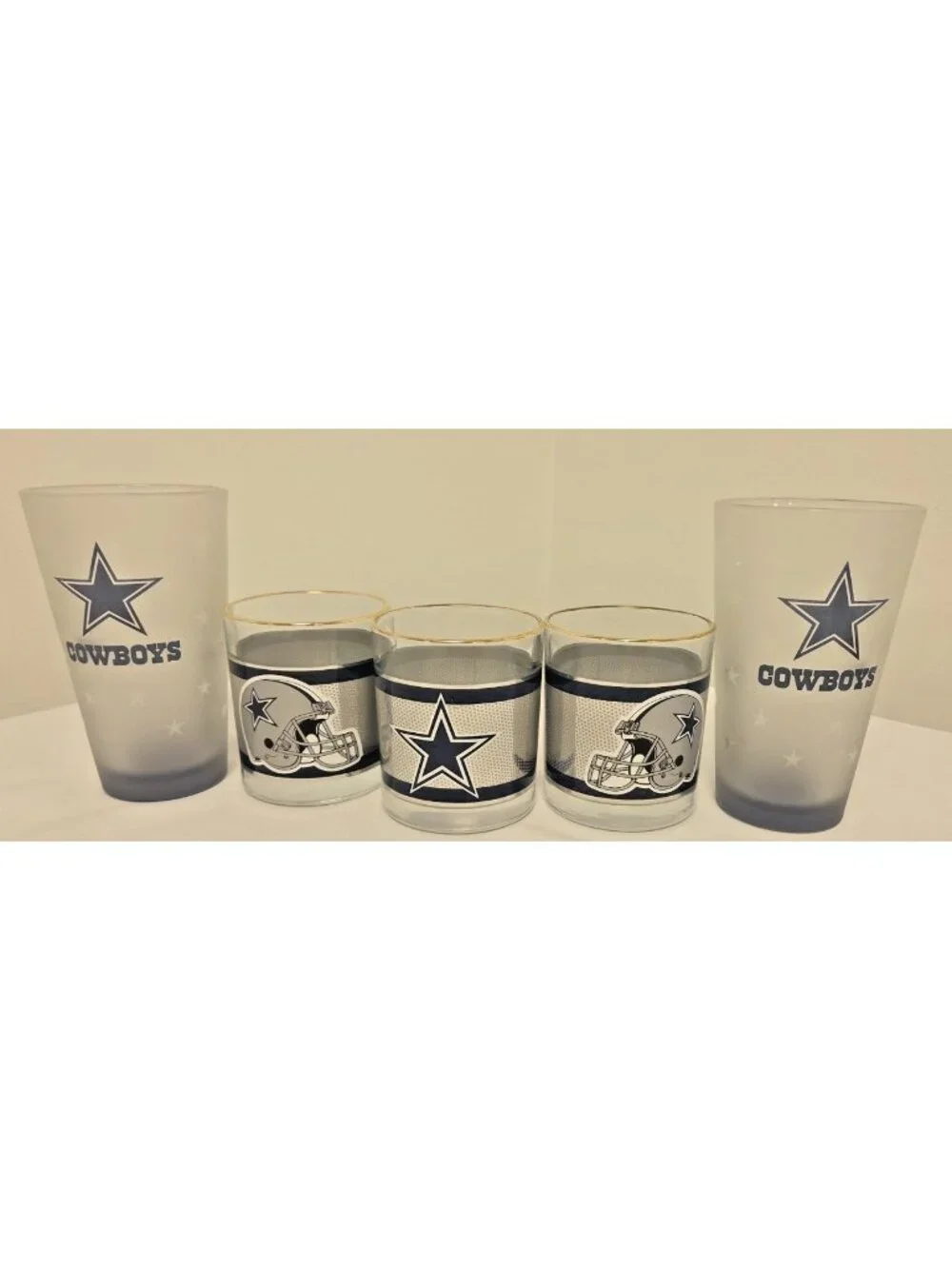 Dallas Cowboys Drinking Glass Set – 5 Piece NFL Barware Lot